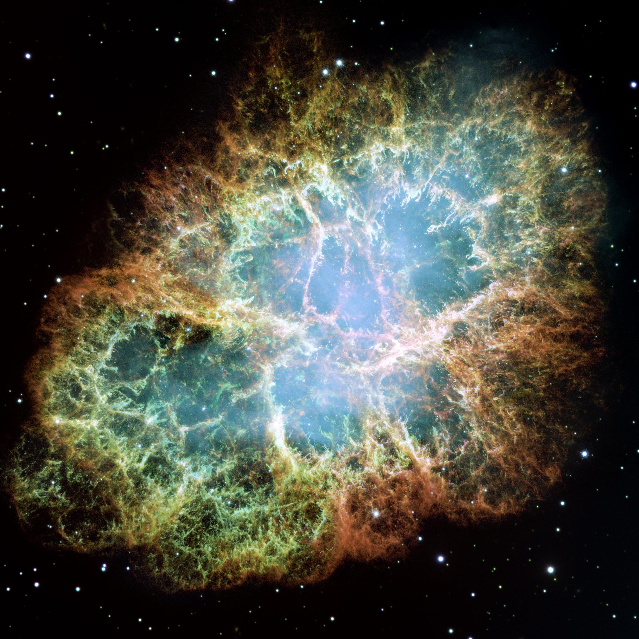 The Crab Nebula, remnant of a supernova observed in 1054